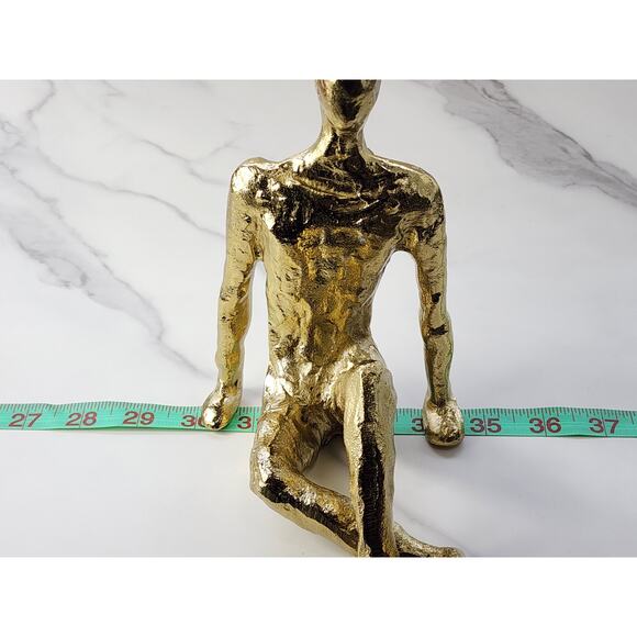 MCM Sitting Man Figurine Sculpture 7 1/4" Gold Finished Art Home Decor Accent - Picture 13 of 13